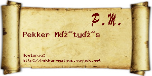 Pekker Mátyás névjegykártya